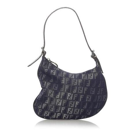 Fendi Zucchino Oyster Canvas Shoulder Bag on SALE 